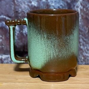 SOLD***VTG Frankoma Pottery Prairie Gradient Green/Brown Plainsman C1 Mug Cup(A)
